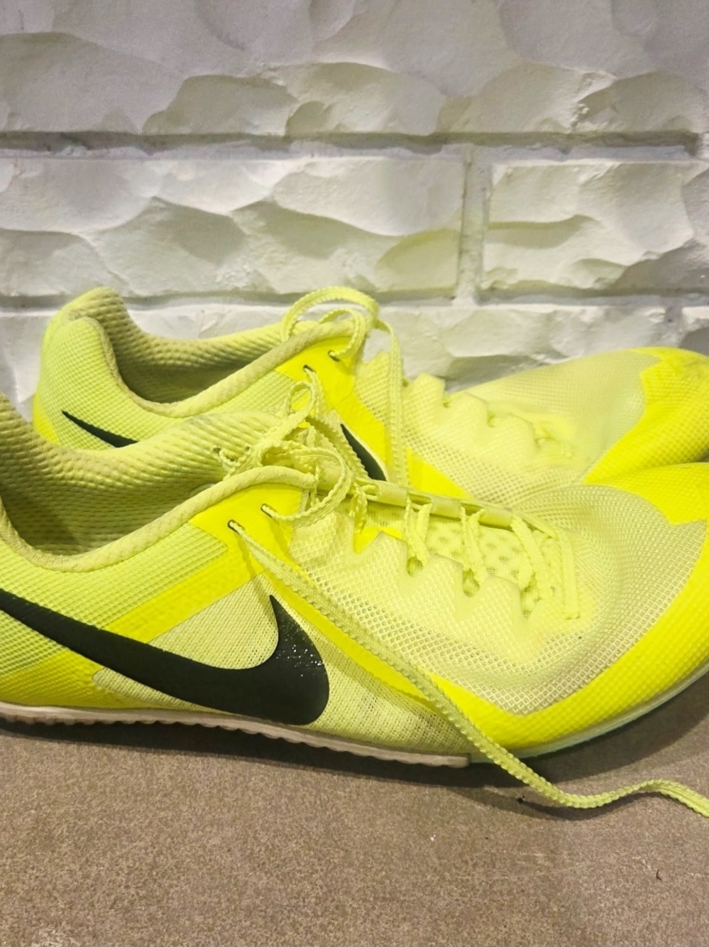 Nike Neon Yellow Running Shoes with Black Swoosh